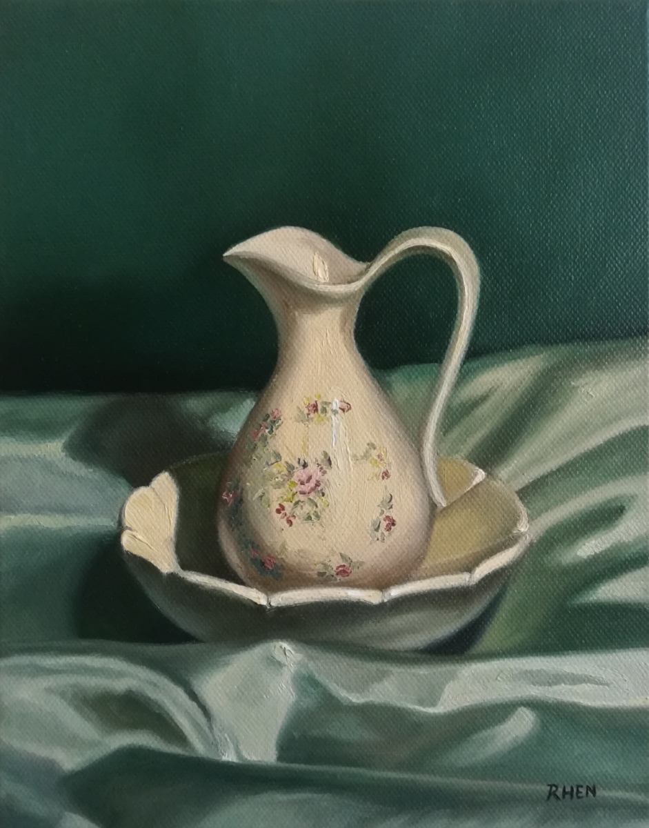 Still Life With Porcelain, oil painting on canvas by South African Artist Rhen Hanekom