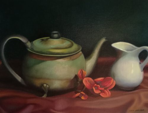 Still Life With Milk Jug by Rhen Hanekom, Oil on Canvas, 30 x 45 cm