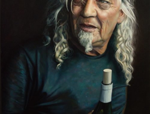 The Sommelier by South African Artist Rhen Hanekom, Oil on Canvas, 80 x 116 cm