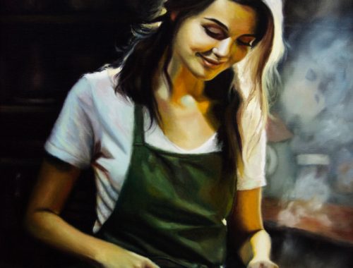 The Sous Chef by South African Artist Rhen Hanekom, Oil on Canvas, 67 x 83 cm